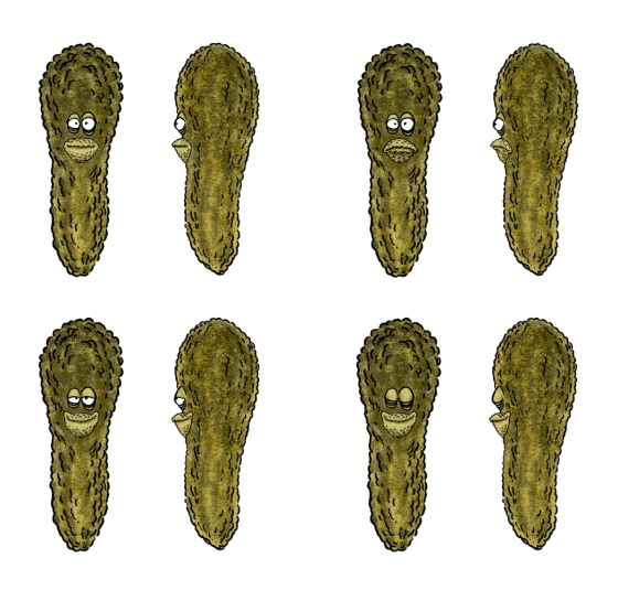 Planche d‘expressions de Cornikini, cornichon