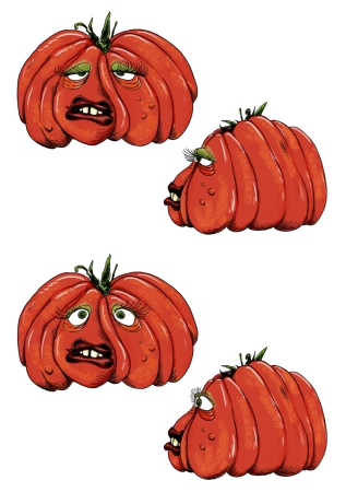 Planche d‘expressions de Lulu, tomate coeur de boeuf
