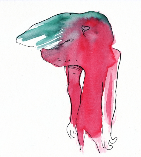 Recherche de Monstre - Aquarelle et encre de chine